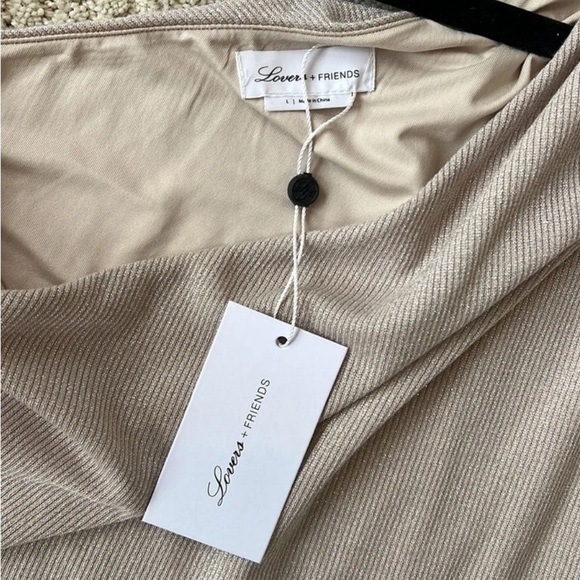 NWT Lovers and Friends Elegant Silver metallic One-Shoulder Jumpsuit - Picture 8 of 10